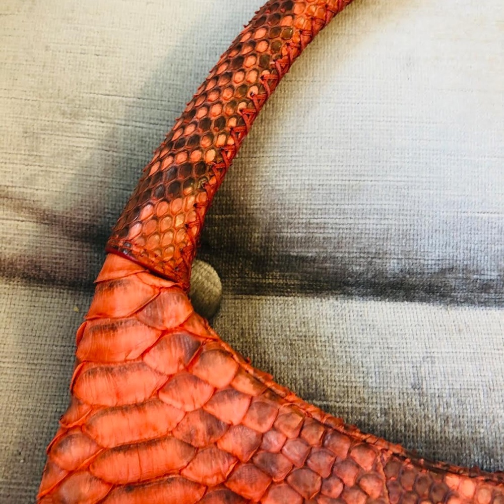 Devi Kroell Python Embossed Leather Shoulder Handb - image 2